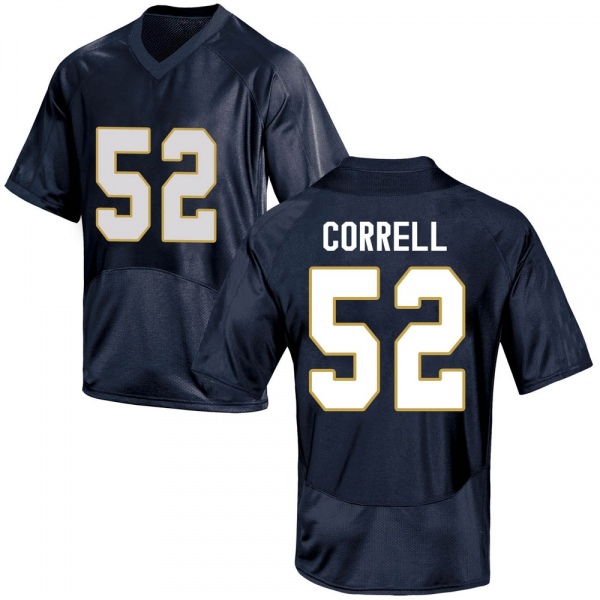 Zeke Correll Notre Dame Fighting Irish NCAA Youth #52 Navy Blue Game College Stitched Football Jersey NYN1755PQ
